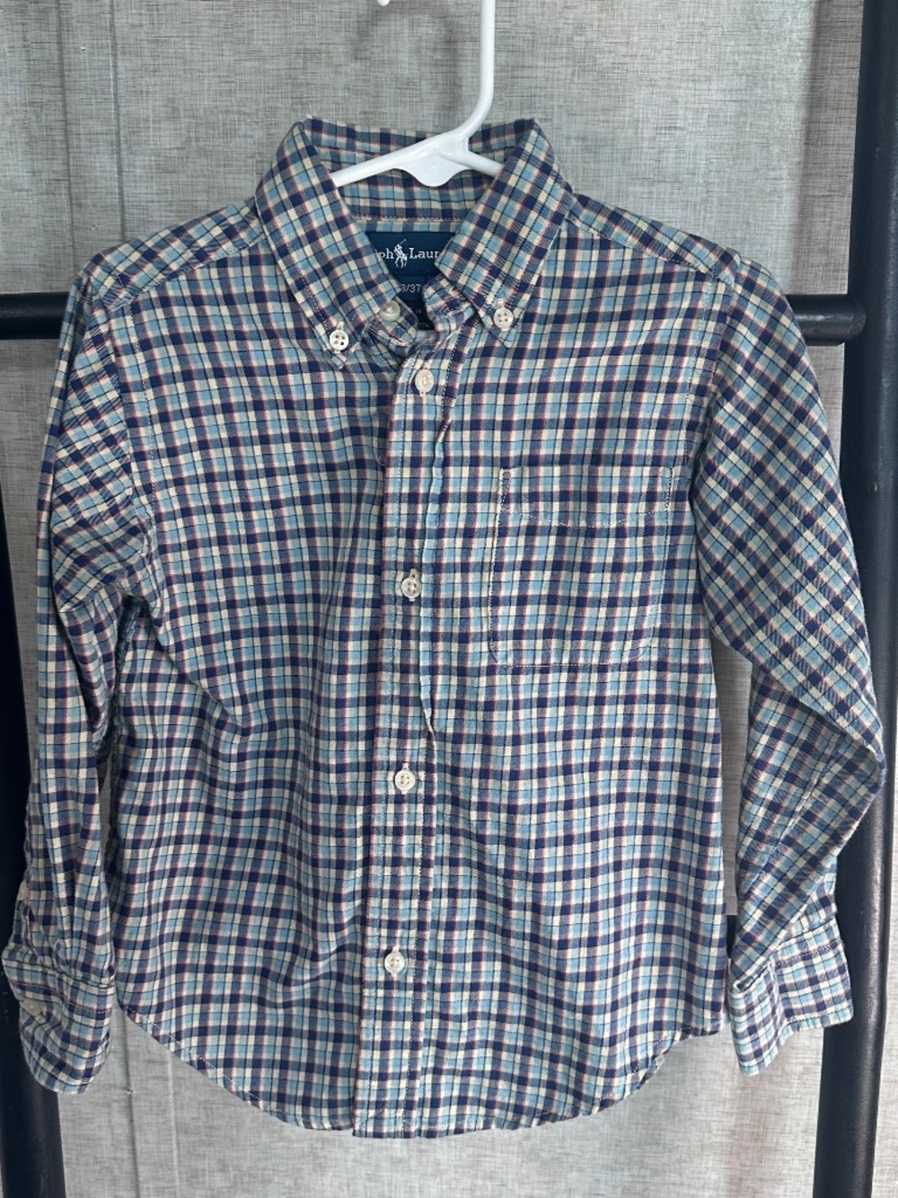 Ralph Lauren Toddler Boys 3T Button Down Shirt Plaid Long Sleeve Classic